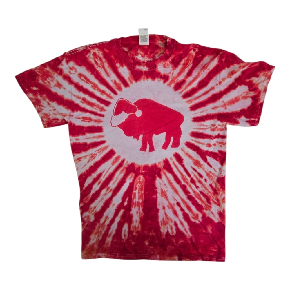 Tie-Dye Shirt Red Santa Claus Hat Buffalo Bills Design